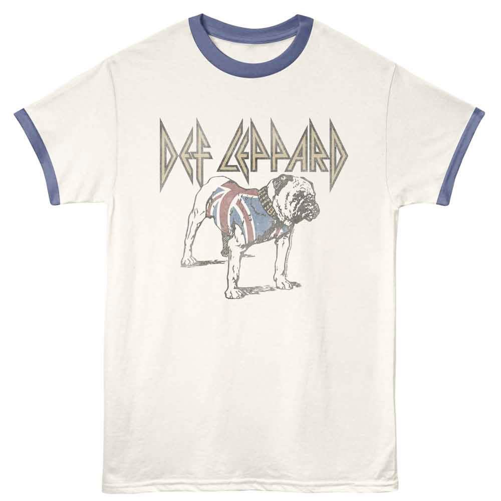 Def Leppard - Dog- Vintage White & India Ink Ringer t-shirt