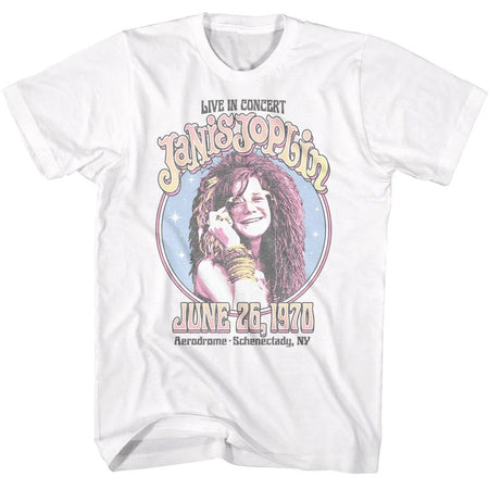 Janis Joplin - Circle Sparkle - White  t-shirt