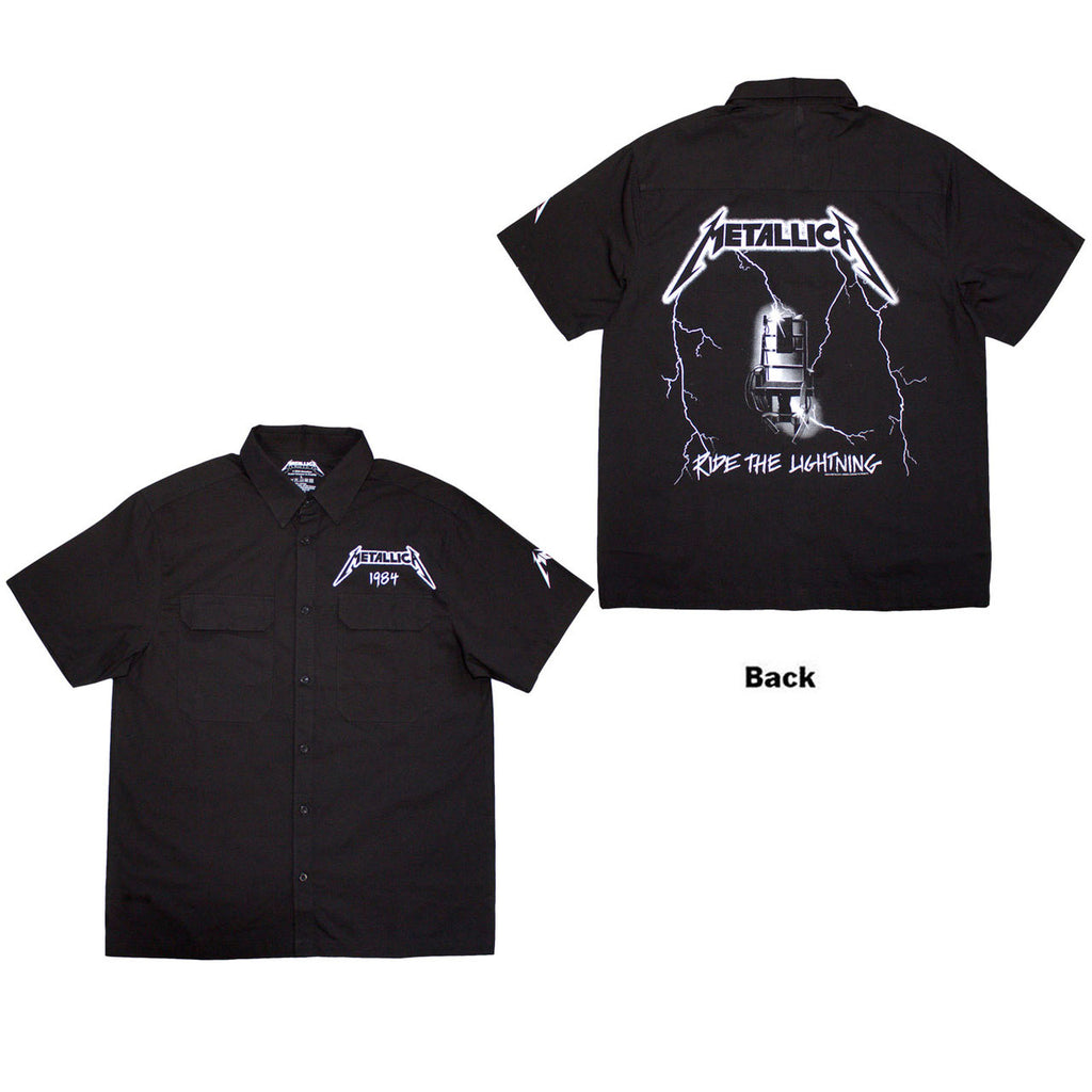 Metallica - Ride The Lightning - Casual Button Down Black Shirt