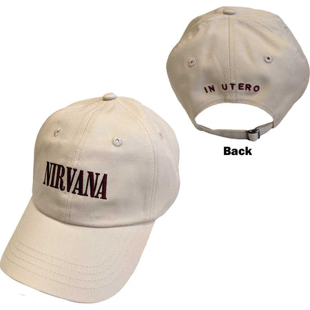 Nirvana - Text Logo In Utero - OSFA Sand Baseball Cap