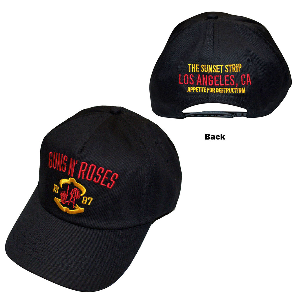 Guns N Roses - Sunset Strip '87 - Black OSFA  Snapback Baseball  Cap