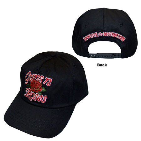 Guns N Roses - Appetite For Destruction Rose - Black OSFA  Snapback Baseball  Cap