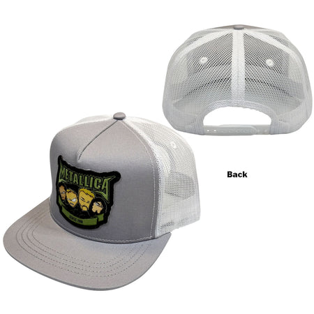 Metallica - Squindo Since '81 - Grey & White. OSFA Mesh Back Baseball Cap