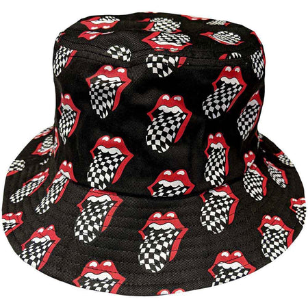 The Rolling Stones - Checker Tongue Pattern - L/XL -Black Bucket Cap