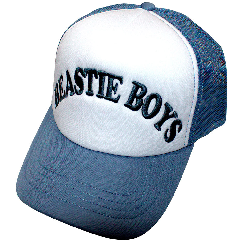 Beastie Boys - Text Logo - White & Denim Blue OSFA Meshback Baseball  Cap