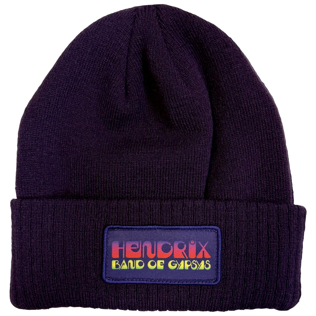 Jimi Hendrix - Band Of Gypsys Embroidered Patch Logo - Purple OSFA Beanie Ski  Cap