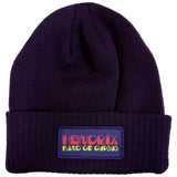 Jimi Hendrix - Band Of Gypsys Embroidered Patch Logo - Purple OSFA Beanie Ski  Cap