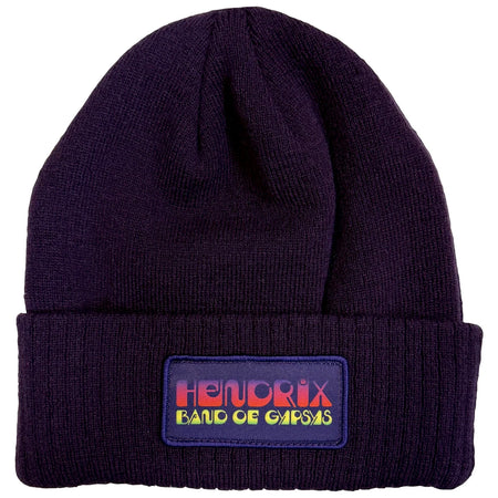 Jimi Hendrix - Band Of Gypsys Embroidered Patch Logo - Purple OSFA Beanie Ski  Cap