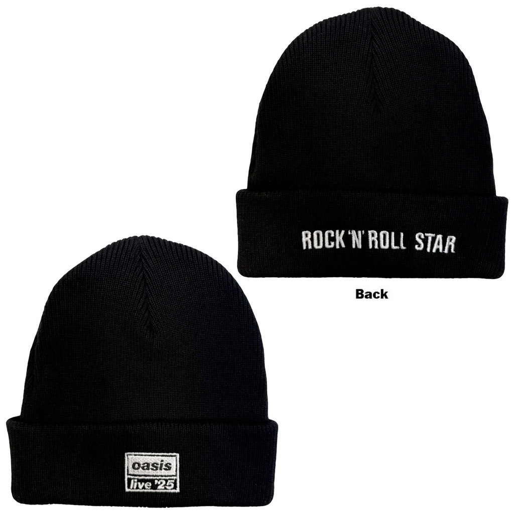 Oasis - Live '25  RnR Star-Embroidered Logo - Black OSFA Beanie Ski  Cap