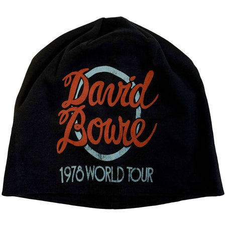 David Bowie - World Tour Logo JD Print - Black Beanie Ski Cap