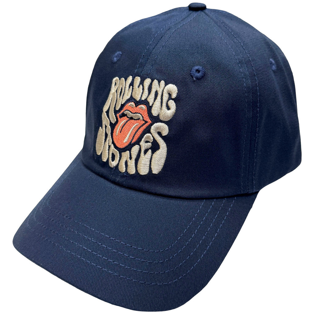 The Rolling Stones - Swirl Tongue  Logo - OSFA Navy Blue Baseball Cap