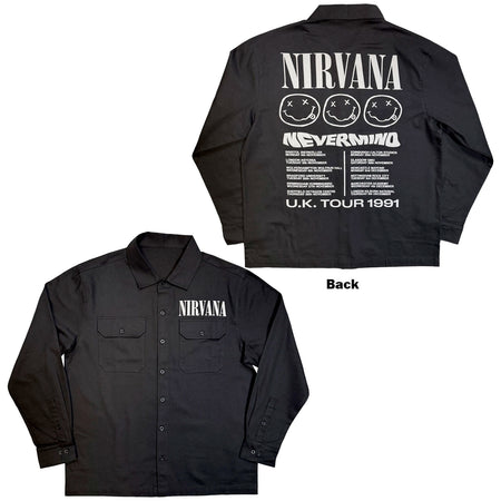 Nirvana - Nevermind UK Tour '91 - Casual Button Down Black Shirt