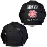 Nirvana - Come As You Are Happy Face - Casual Button Down Black Shirt