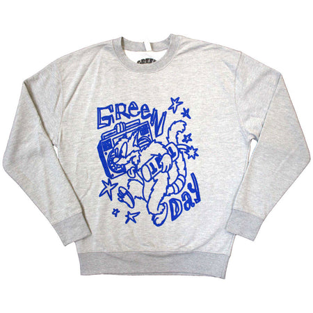 Green Day - Cat Blaster - Grey Crew Sweatshirt