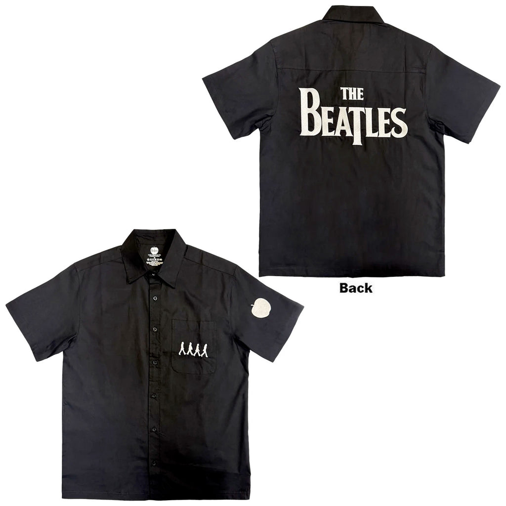 The Beatles - Apple Logo/Walking - Casual Button Down Black Shirt