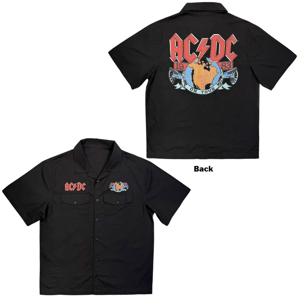 AC/DC - On Tour '83 - Casual Button Down Black Shirt