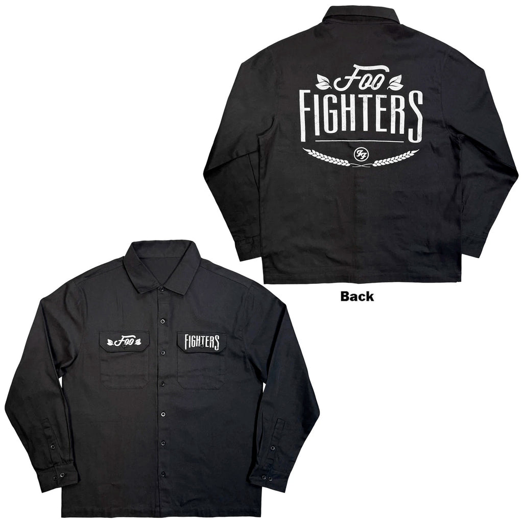 Foo Fighters - Text Logo - Casual Button Down Black Shirt