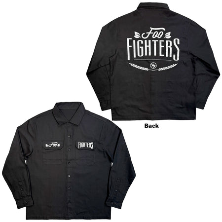 Foo Fighters - Text Logo - Casual Button Down Black Shirt
