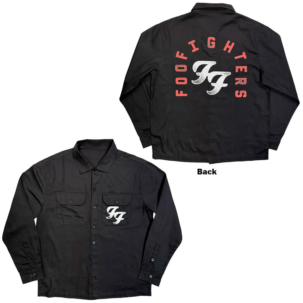 Foo Fighters - Red Arch Logo - Casual Button Down Black Shirt