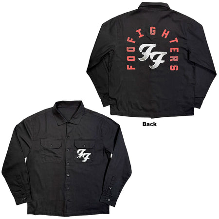 Foo Fighters - Red Arch Logo - Casual Button Down Black Shirt