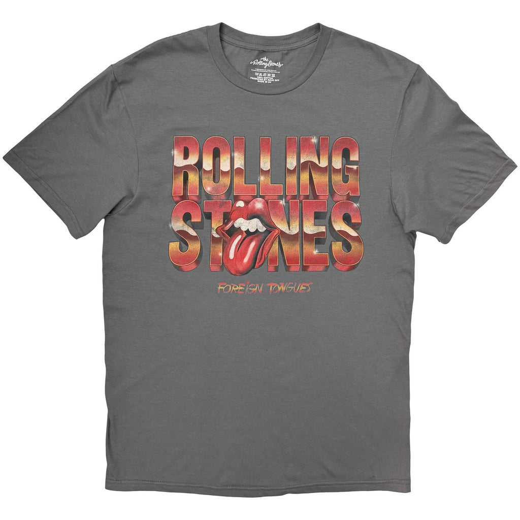 The Rolling Stones - 3D Foreign Tongues Logo - Charcoal Grey t-shirt