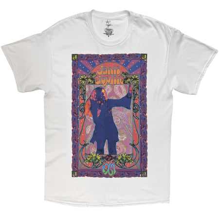 Janis Joplin - Paisley and Flowers Frame Border - White t-shirt
