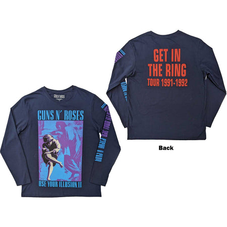Guns N Roses - Get In The Ring Tour '91-'92 - Long Sleeve Navy Blue t-shirt