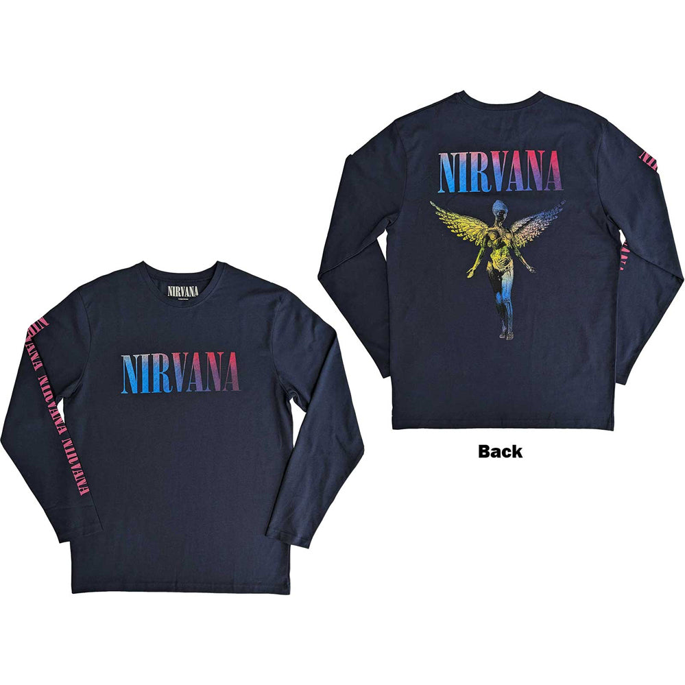 Nirvana - Angelic Gradient- Long Sleeve Navy Blue t-shirt