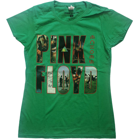 Pink Floyd - Echoes Album Montage - Ladies Junior Green T-shirt