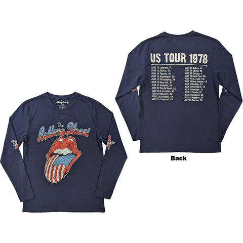 Rolling. Stones - US Tour '78 - Long Sleeve Navy Blue t-shirt