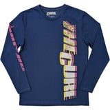 The Cure - Glitched Logo - Long Sleeve  Denim Blue t-shirt