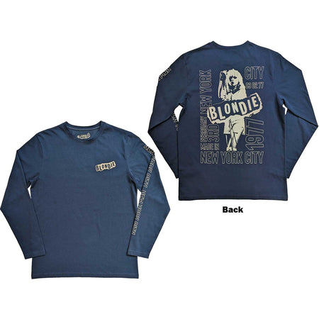 Blondie - NYC '77 - Long Sleeve Denim Blue t-shirt