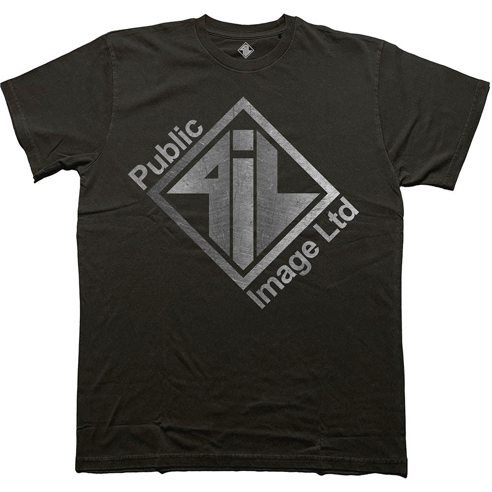 PiL - Public Image Ltd - Brushed Steel Logo & Text - Black  t-shirt