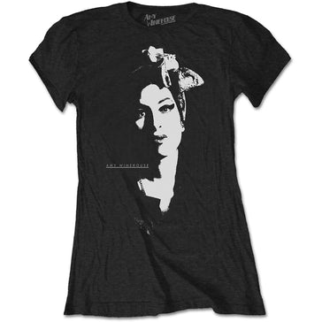 Amy Winehouse - Scarf Portrait - Ladies Junior Black T-shirt
