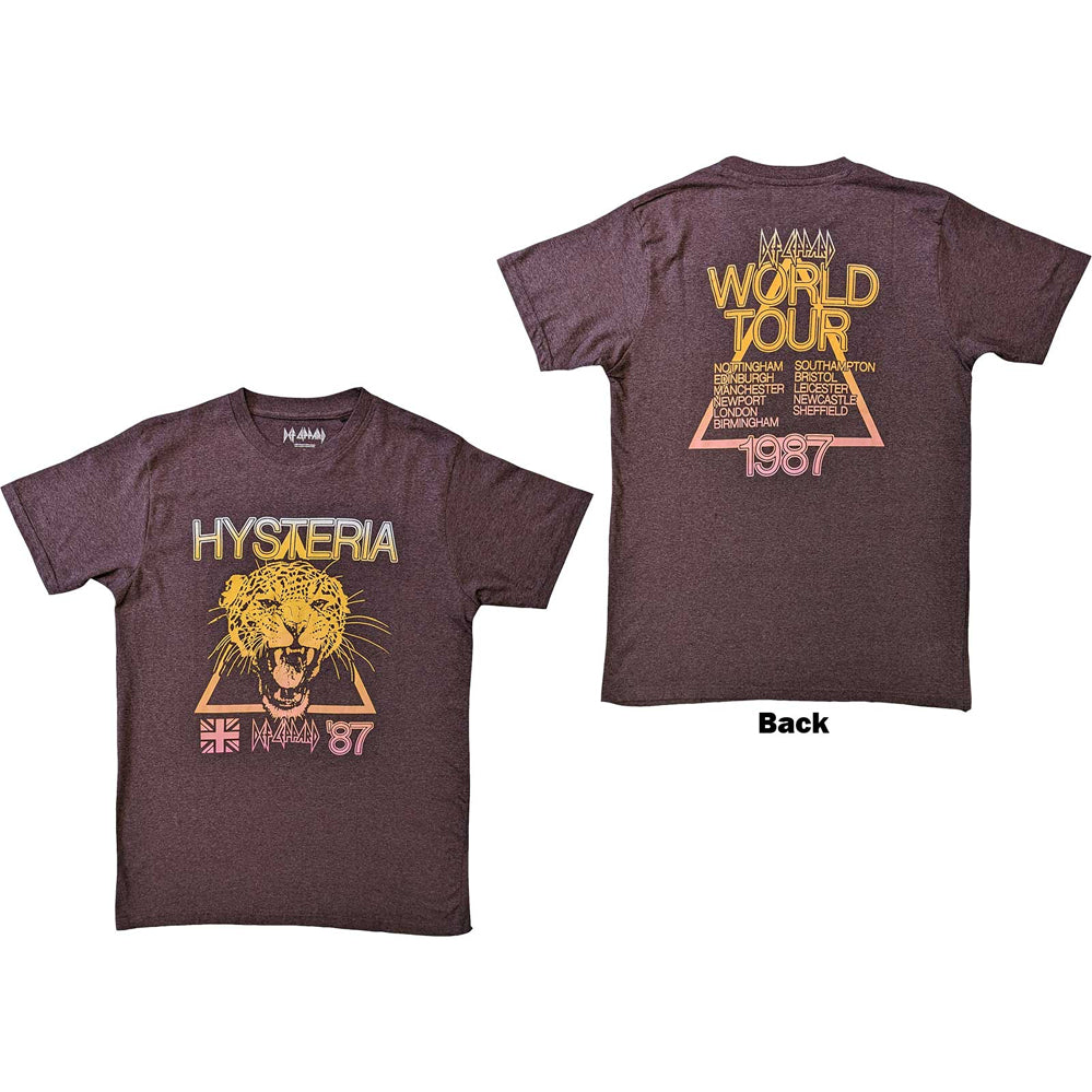 Def Leppard - Hysteria World Tour - Brown t-shirt