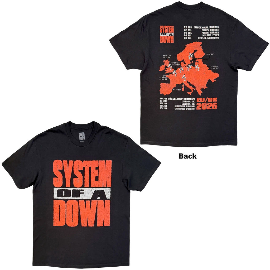 System Of A Down - Map Backprint Tour '26 - Black t-shirt
