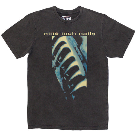 Nine Inch Nails - Pretty Hate Machine Text & Logo - Charcoal Grey Stone Wash t-shirt