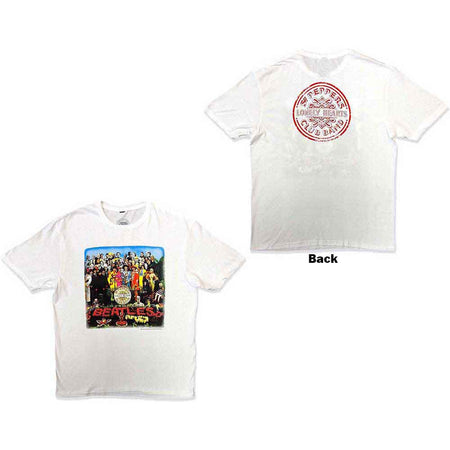 The Beatles -  Sgt Pepper with Backprint - White t-shirt
