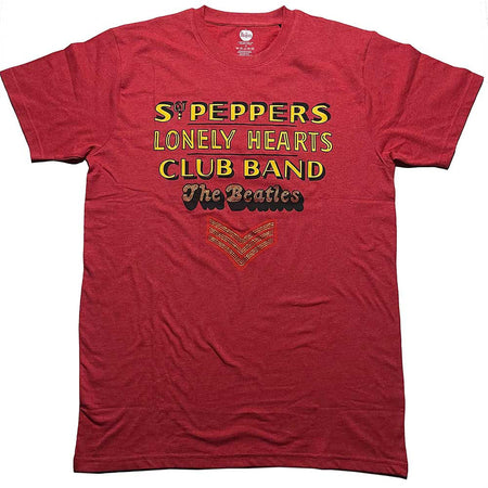 The Beatles -  Sgt Pepper Stacked - Embellished Red t-shirt