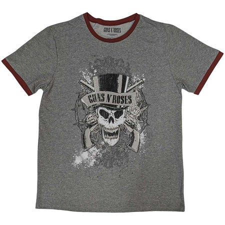 Guns N Roses - Faded Skull - Grey Ringer t-shirt