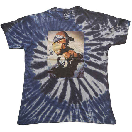 Tupac Shakur - 2pac-Blue Photo Swirl - Blue Tie Dye t-shirt