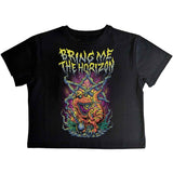 Bring Me The Horizon - Smoking Dinosaur - Ladies Crop Top Black T-shirt