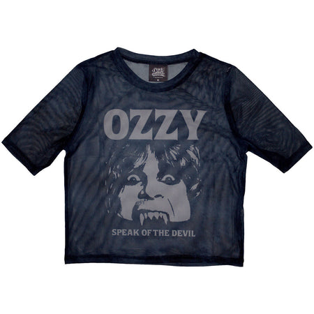 Ozzy Osbourne - Speak Of The Devil - Ladies Navy Blue Mesh Crop Top t-shirt