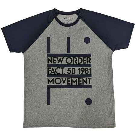 New Order - Movement - Grey & Navy Blue Raglan t-shirt
