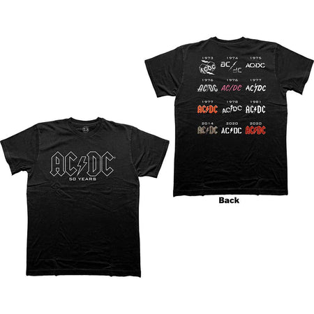 AC/DC - Logo History - Fifty - Black T-shirt