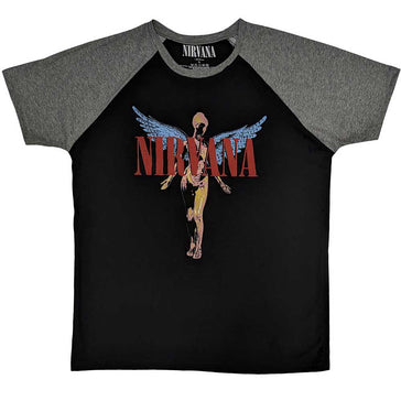 Nirvana - Angelic - Black & Grey Raglan t-shirt