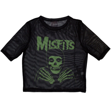 Misfits - Green Hands- Ladies Black Mesh Crop Top t-shirt