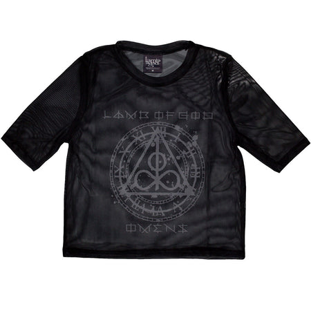 Lamb Of God - Omens Clock - Ladies Black Mesh Crop Top t-shirt