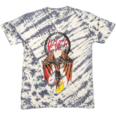 Slayer - Winged Crucifix - White -  Dye. Wash t-shirt