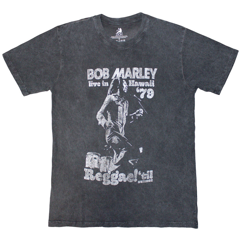 Bob Marley - Hawaii- Dye Wash Charcoal Grey t-shirt